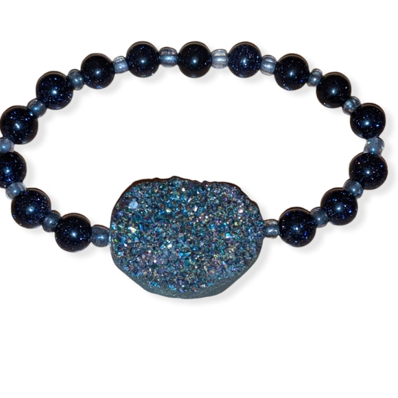 Natural Druzy Rainbow Quartz Bracelet - Picture 2 of 6